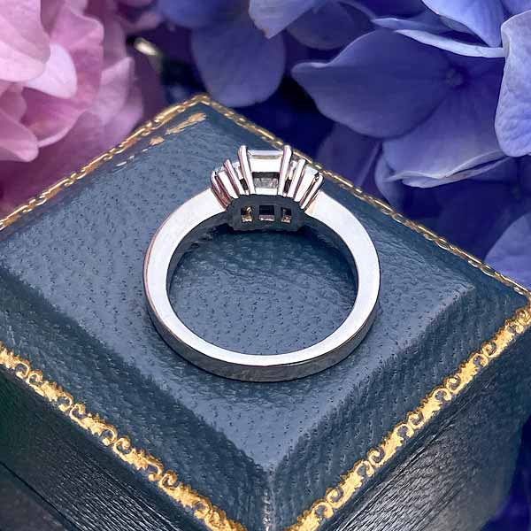 Vintage Engagement Ring, Emerald cut 0.78ct. sold by Doyle and Doyle an antique and vintage jewelry boutique