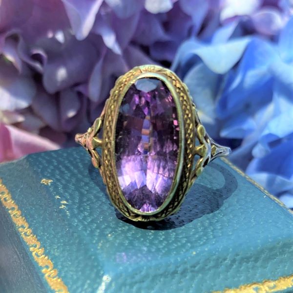 Vintage Amethyst Ring sold by Doyle and Doyle an antique and vintage jewelry boutique