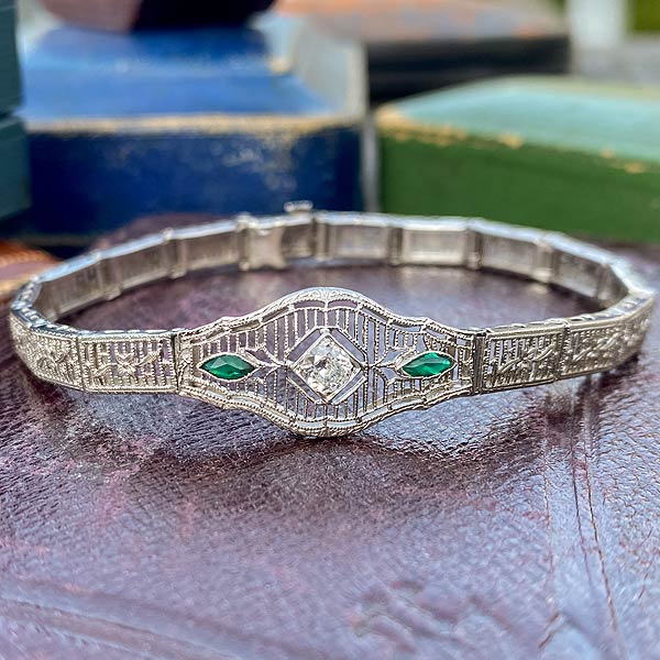 Art Deco Diamond Bracelet sold by Doyle and Doyle an antique and vintage jewelry boutique