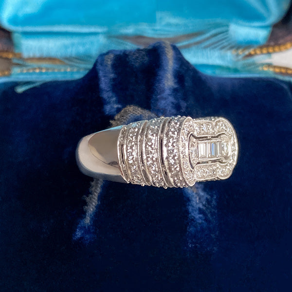 Estate Baguette & Round Brilliant Cut Diamond Ring sold by Doyle and Doyle an antique and vintage jewelry boutique