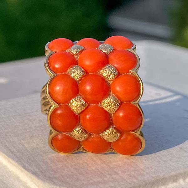 Antique Coral Ring sold by Doyle and Doyle an antique and vintage jewelry boutique
