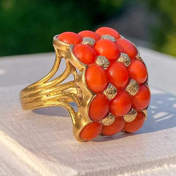 Antique Coral Ring sold by Doyle and Doyle an antique and vintage jewelry boutique