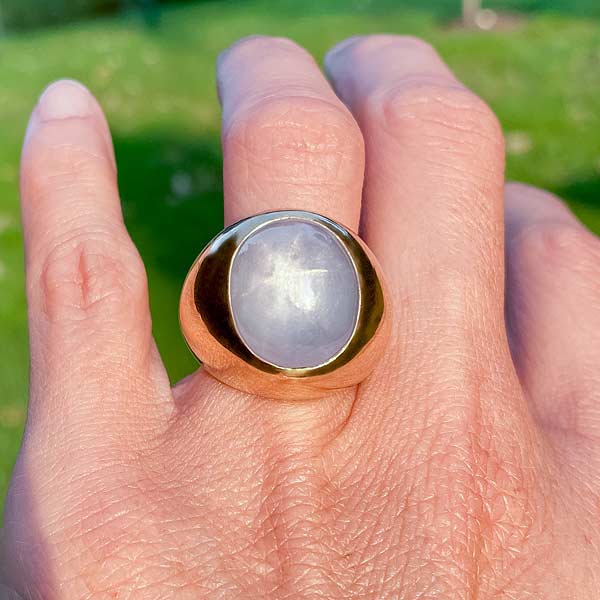 Vintage Star Sapphire Gypsy Ring sold by Doyle and Doyle an antique and vintage jewelry boutique