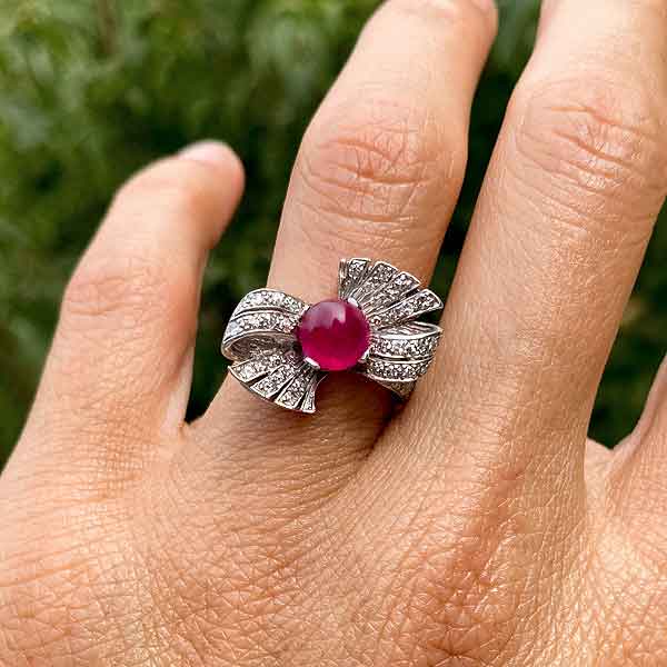Retro Ruby & Diamond Ring sold by Doyle and Doyle an antique and vintage jewelry boutique
