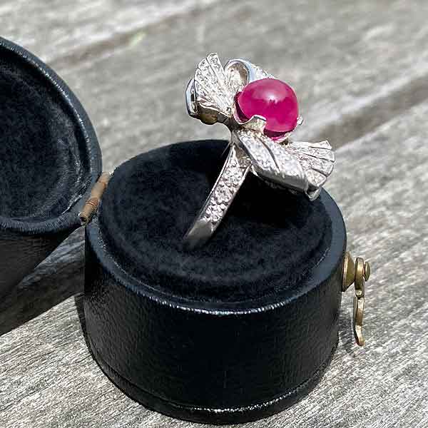 Retro Ruby & Diamond Ring sold by Doyle and Doyle an antique and vintage jewelry boutique
