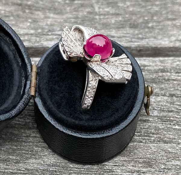 Retro Ruby & Diamond Ring sold by Doyle and Doyle an antique and vintage jewelry boutique