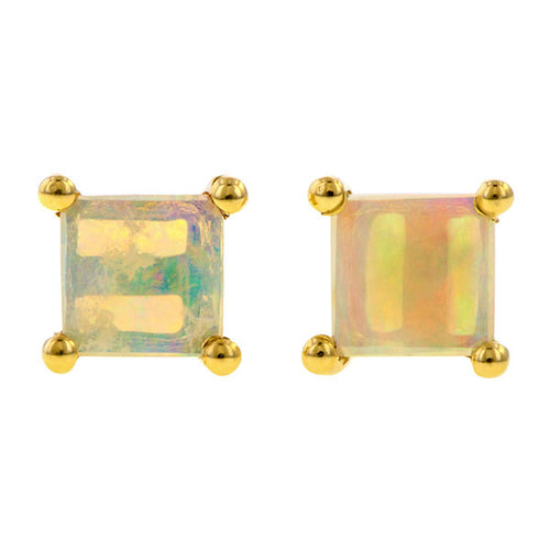 Square Opal Stud Earrings sold by Doyle and Doyle an antique and vintage jewelry boutique