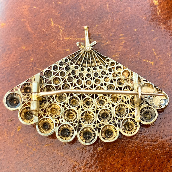 Victorian Pearl Fan Pin / Pendant