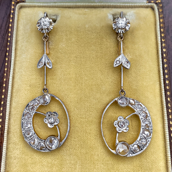 Antique Old European & Rose Cut Diamond Drop Earrings sold by Doyle and Doyle an antique and vintage jewelry boutique