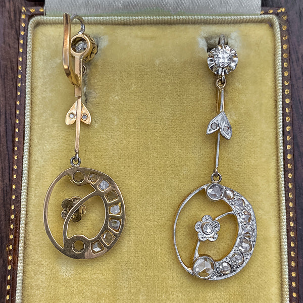 Antique Old European & Rose Cut Diamond Drop Earrings sold by Doyle and Doyle an antique and vintage jewelry boutique