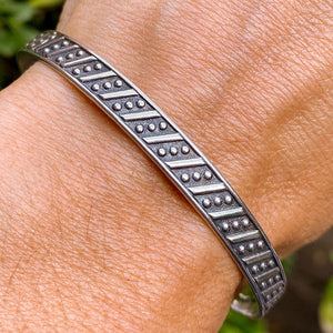 Vintage Silver Patterned Bangle Bracelet sold by Doyle and Doyle an antique and vintage jewelry boutique
