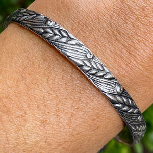Vintage Silver Patterned Bangle Bracelet sold by Doyle and Doyle an antique and vintage jewelry boutique