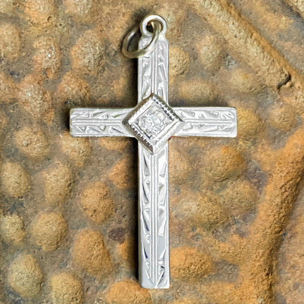 Vintage Diamond Cross sold by Doyle and Doyle an antique and vintage jewelry boutique