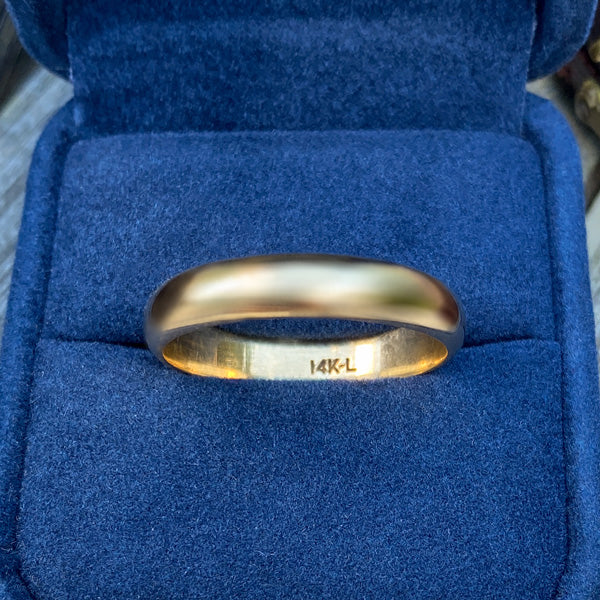 Vintage Half Round Wedding Band sold by Doyle and Doyle an antique and vintage jewelry boutique