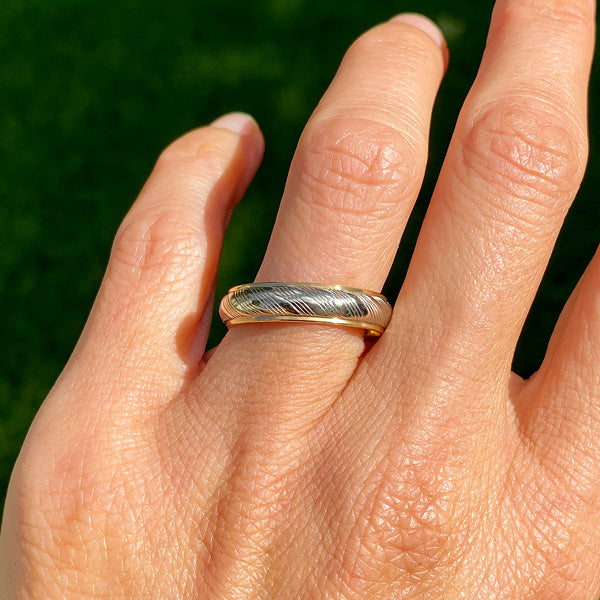Vintage Two-toned Ridged Wedding Band sold by Doyle and Doyle an antique and vintage jewelry boutique