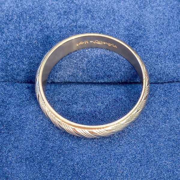 Vintage Two-toned Ridged Wedding Band sold by Doyle and Doyle an antique and vintage jewelry boutique