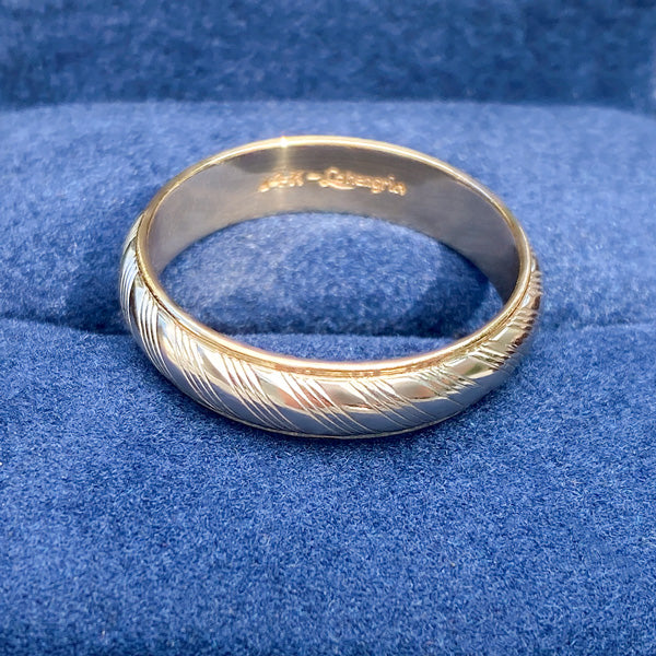 Vintage Two-toned Ridged Wedding Band sold by Doyle and Doyle an antique and vintage jewelry boutique