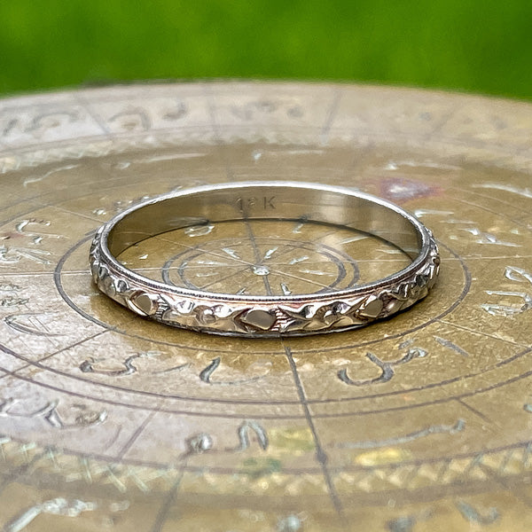 Vintage Patterned Wedding Band sold by Doyle and Doyle an antique and vintage jewelry boutique