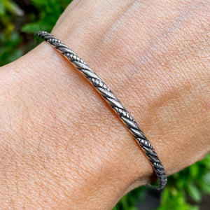 Vintage Silver Patterned Bangle Bracelet sold by Doyle and Doyle an antique and vintage jewelry boutique