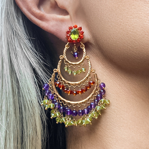 Colored Stone Chandelier Earrings sold by Doyle and Doyle an antique and vintage jewelry boutique
