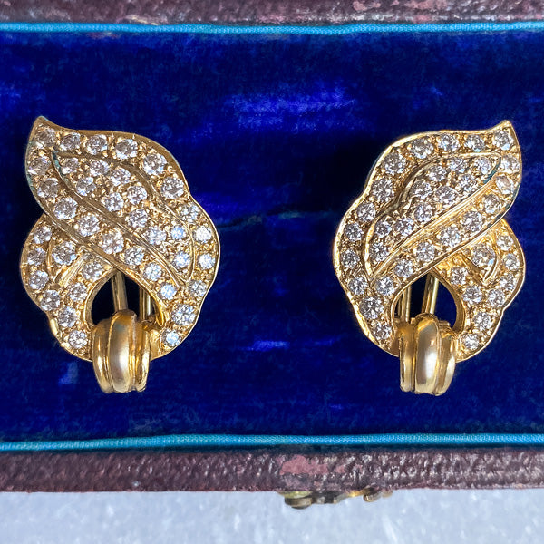 Estate Diamond Earrings sold by Doyle and Doyle an antique and vintage jewelry boutique
