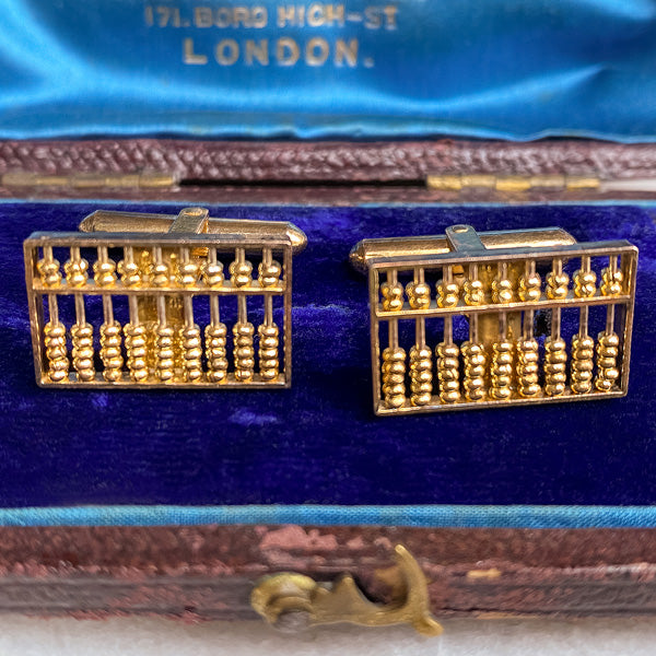 Vintage Abacus Cufflinks sold by Doyle and Doyle an antique and vintage jewelry boutique