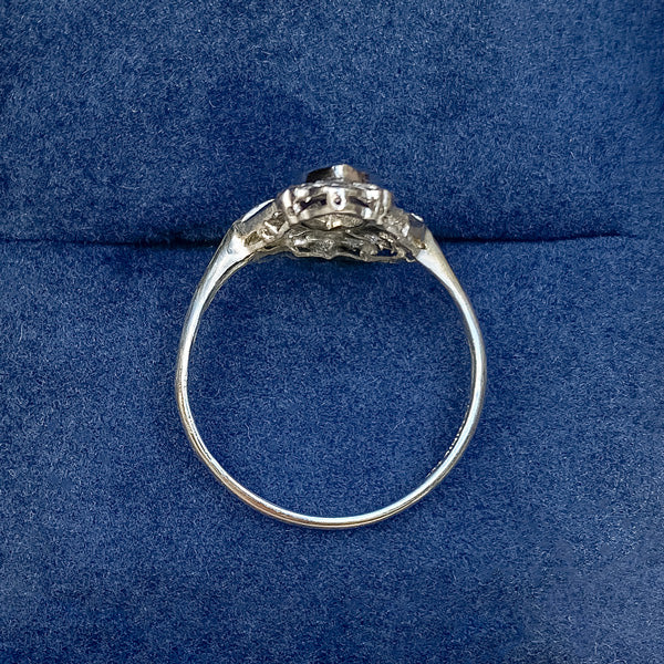 Vintage Sapphire & Diamond Dinner Ring sold by Doyle and Doyle an antique and vintage jewelry boutique