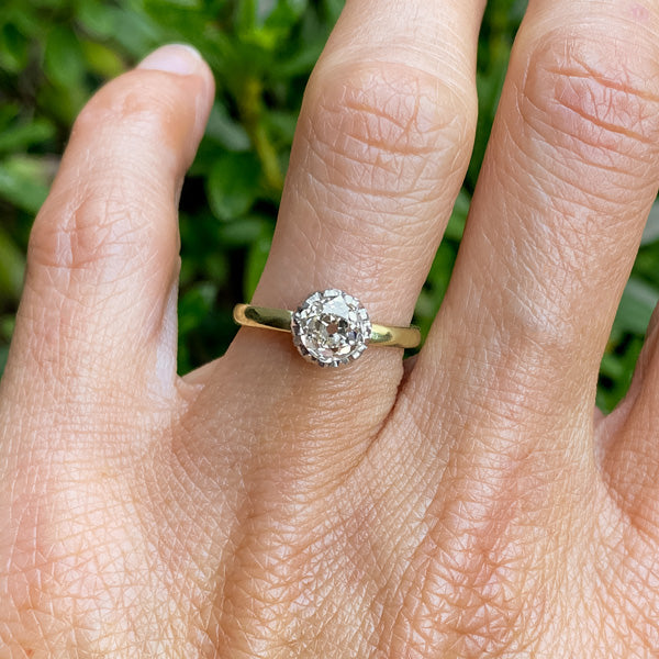 Vintage Solitaire Engagement Ring, Old Mine cut 0.97ct. sold by Doyle and Doyle an antique and vintage jewelry boutique