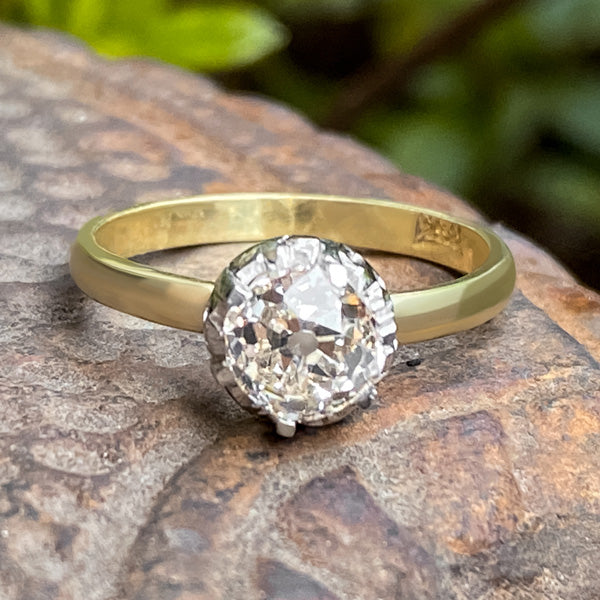 Vintage Solitaire Engagement Ring, Old Mine cut 0.97ct. sold by Doyle and Doyle an antique and vintage jewelry boutique