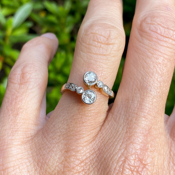 Vintage Diamond Bypass Ring sold by Doyle and Doyle an antique and vintage jewelry boutique