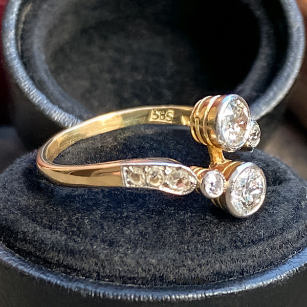 Vintage Diamond Bypass Ring sold by Doyle and Doyle an antique and vintage jewelry boutique
