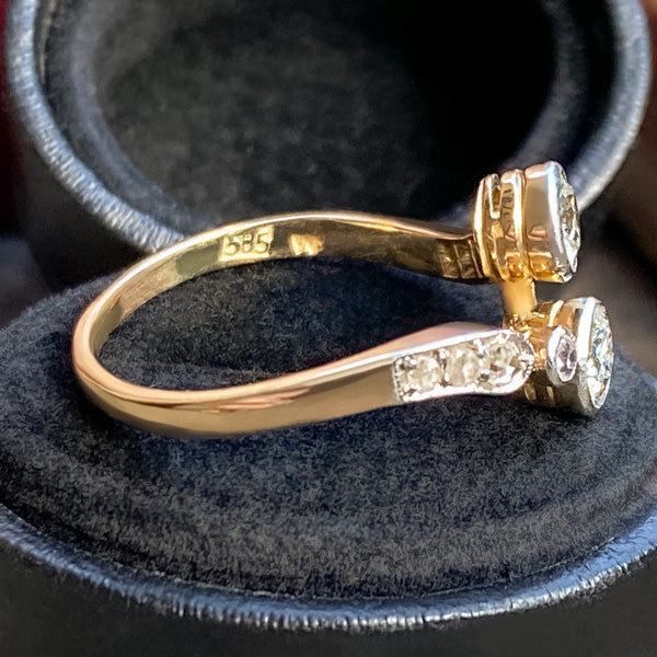 Vintage Diamond Bypass Ring sold by Doyle and Doyle an antique and vintage jewelry boutique