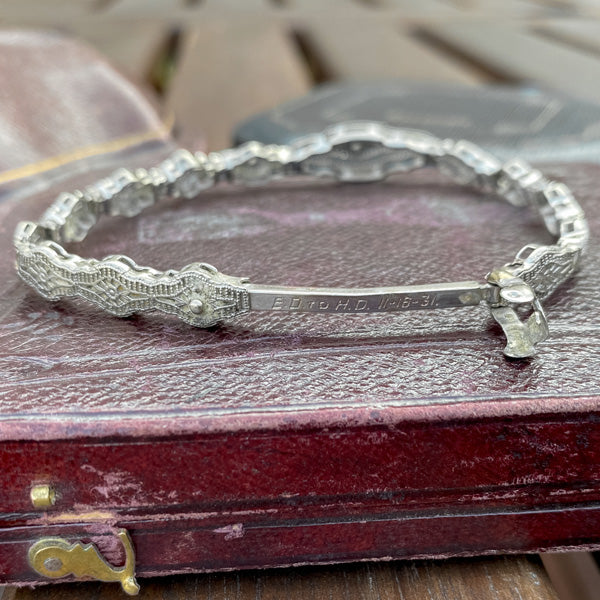 Vintage Filigree Diamond Bracelet sold by Doyle and Doyle an antique and vintage jewelry boutique