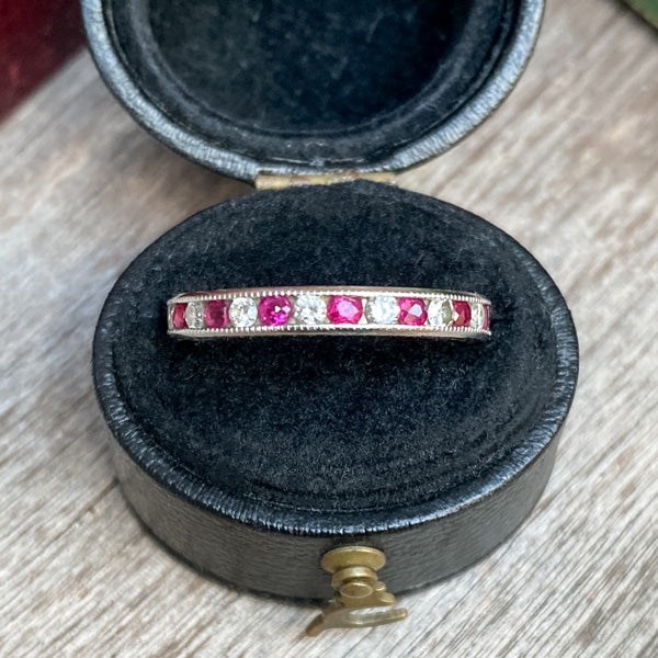 Vintage Ruby & Diamond Eternity Band sold by Doyle and Doyle an antique and vintage jewelry boutique