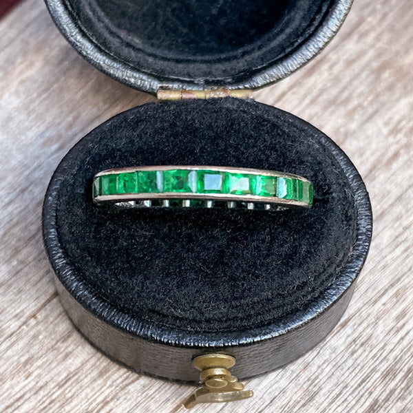 Vintage Emerald Eternity Band sold by Doyle and Doyle an antique and vintage jewelry boutique