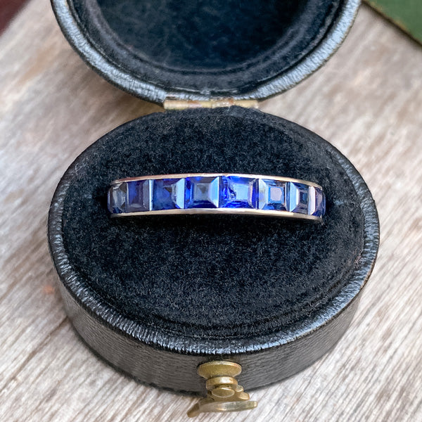 Vintage Sapphire Eternity Band sold by Doyle and Doyle an antique and vintage jewelry boutique