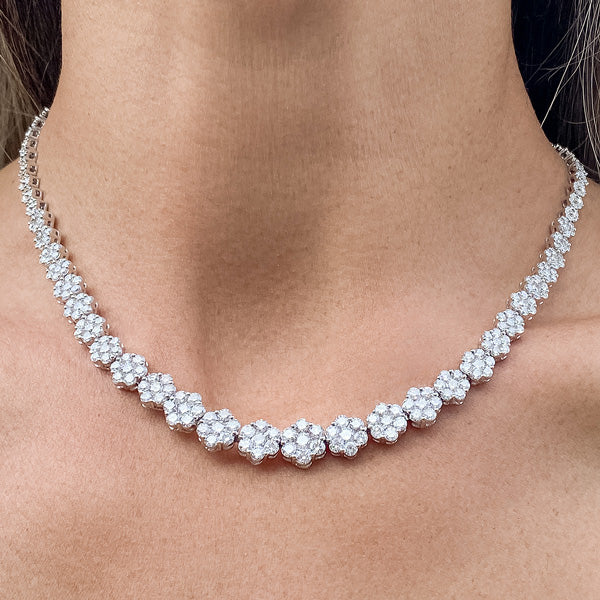 Estate Diamond Cluster Necklace sold by Doyle and Doyle an antique and vintage jewelry boutique