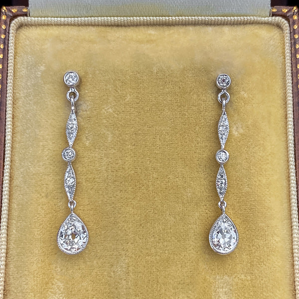 Art Deco Diamond Drop Earrings sold by Doyle and Doyle an antique and vintage jewelry boutique
