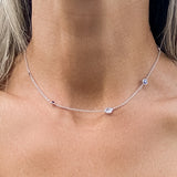 Vintage Diamond & Sapphire Chain Necklace sold by Doyle and Doyle an antique and vintage jewelry boutique