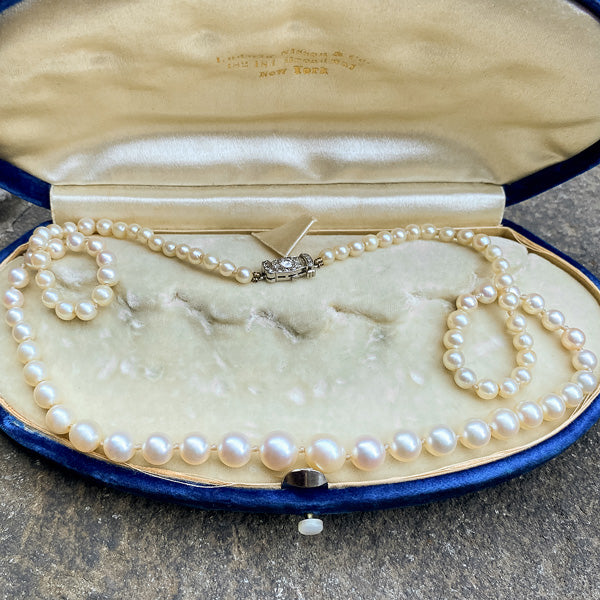 Vintage Single Stand Pearl Necklace sold by Doyle and Doyle an antique and vintage jewelry boutique