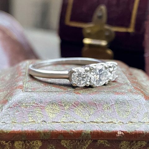 Vintage Three Diamond Ring sold by Doyle and Doyle an antique and vintage jewelry boutique