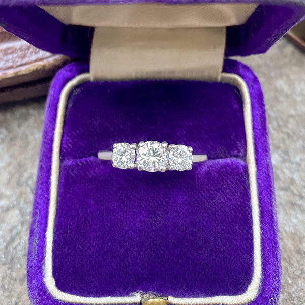 Vintage Three Diamond Ring sold by Doyle and Doyle an antique and vintage jewelry boutique