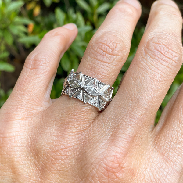 Wide Diamond Eternity Band sold by Doyle and Doyle an antique and vintage jewelry boutique