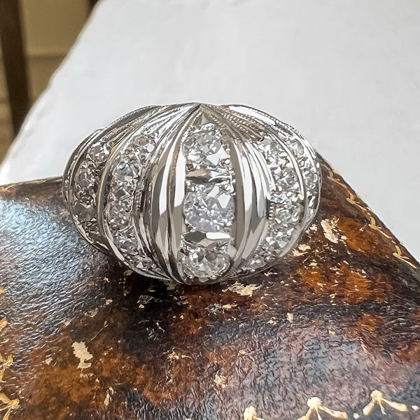 Vintage Bombe Diamond Ring sold by Doyle and Doyle an antique and vintage jewelry boutique