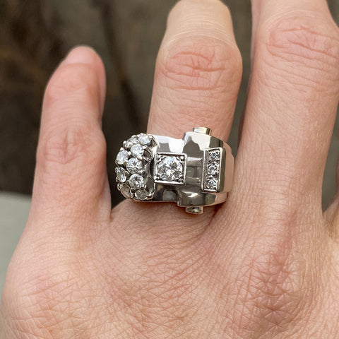 Vintage Retro Moderne Diamond Ring, from Doyle & Doyle antique and vintage jewelry boutique