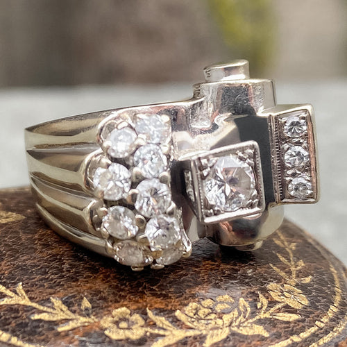 Vintage Retro Moderne Diamond Ring, from Doyle & Doyle antique and vintage jewelry boutique