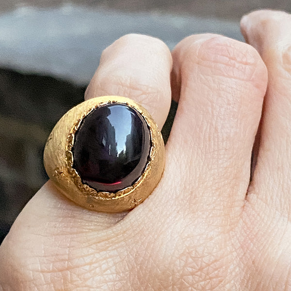 Vintage Cabochon Garnet Ring sold by Doyle and Doyle an antique and vintage jewelry boutique