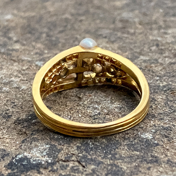 Antique Pearl & Diamond Ring sold by Doyle and Doyle an antique and vintage jewelry boutique