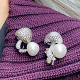 Pearl & Diamond Mushroom Pin sold by Doyle and Doyle an antique and vintage jewelry boutique