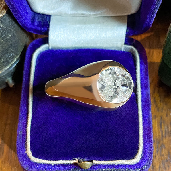 Vintage Gypsy Set Oval Ring, 5.41ct. sold by Doyle and Doyle an antique and vintage jewelry boutique
